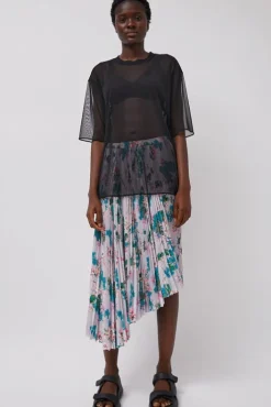 Best Pleated Asymmetric Skirt in Floral Skirts|Clothing