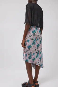 Best Pleated Asymmetric Skirt in Floral Skirts|Clothing