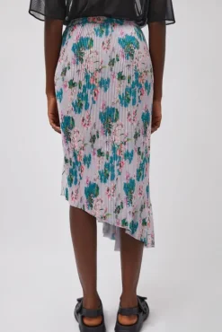 Best Pleated Asymmetric Skirt in Floral Skirts|Clothing
