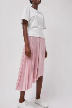 Hot Pleated Asymmetric Skirt in Pink Skirts|Clothing