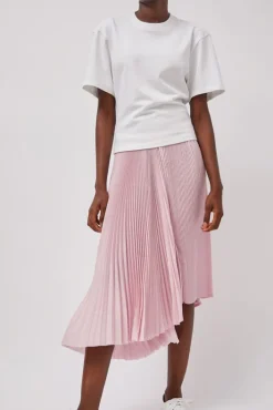 Hot Pleated Asymmetric Skirt in Pink Skirts|Clothing