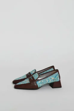 Best Pointed Loafer in Aqua Plissé and Sequoia Nappa Clogs And Shoes