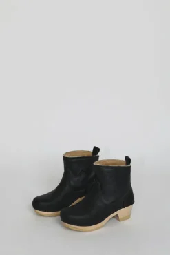 Outlet 5" Pull On Shearling Clog Boot on Mid Heel in Ink Aviator Collections|Clog Boots