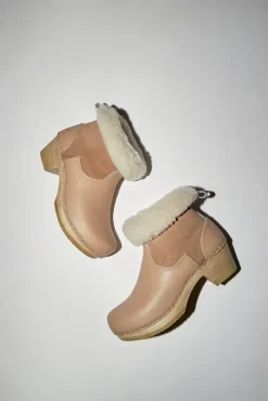 Sale 5" Pull on Shearling Clog Boot on Mid Heel in Fawn Holiday Gift Guide|Collections