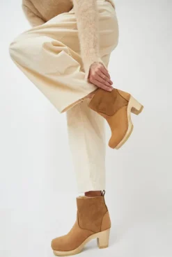 New 5" Pull on Shearling Clog Boot on High Heel in Copper Holiday Gift Guide|Collections