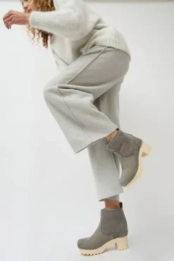 Best 5" Pull On Shearling Clog Boot on Mid Tread in Smoke Suede on White Base Holiday Gift Guide|Collections