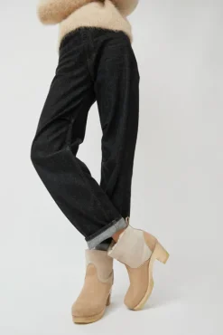 Outlet 5" Pull On Shearling Clog Boot on High Heel in Bone Suede Holiday Gift Guide|Collections