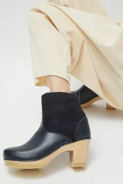 Outlet 5" Pull on Shearling Clog Boot on High Heel in Navy and Night Holiday Gift Guide|Collections