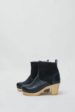 Outlet 5" Pull on Shearling Clog Boot on High Heel in Navy and Night Holiday Gift Guide|Collections