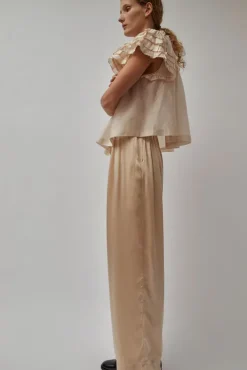 Hot Raj Pleated Satin Pants in Creme Shorts & Pants|Clothing