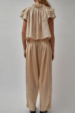 Hot Raj Pleated Satin Pants in Creme Shorts & Pants|Clothing