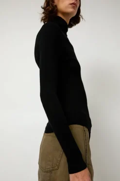 Fashion Ribbed High Neck in Black Collections|Sweaters
