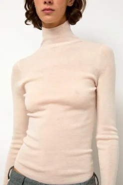 Clearance Ribbed High Neck in Blush Clothing|Sweaters