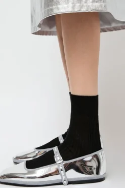 Online Ribbed Mid Calf Bio Cotton Socks in Nero Collections|Socks & Tights