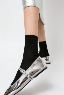 Online Ribbed Mid Calf Bio Cotton Socks in Nero Collections|Socks & Tights