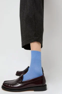 Sale Ribbed Mid Calf Bio Cotton Socks in Blu Reale Collections|Socks & Tights