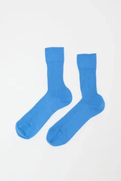 Sale Ribbed Mid Calf Bio Cotton Socks in Blu Reale Collections|Socks & Tights