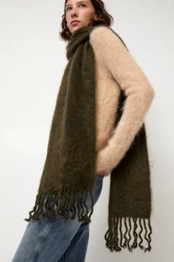 Online Ribbed Mohair Scarf in Olive Holiday Gift Guide|Collections