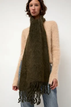 Online Ribbed Mohair Scarf in Olive Holiday Gift Guide|Collections