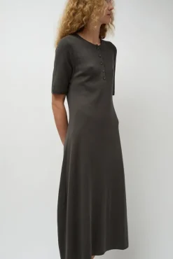 New Rib Henley Dress in Coal Collections|Dresses