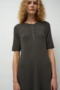 New Rib Henley Dress in Coal Collections|Dresses