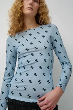 Online Sara Lycra Top in Blue and Black Tops