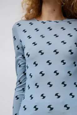 Online Sara Lycra Top in Blue and Black Tops