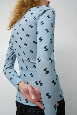 Online Sara Lycra Top in Blue and Black Tops