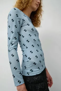 Online Sara Lycra Top in Blue and Black Tops