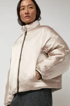Hot Satin Reversible Outer in Beige Jackets & Outerwear|Clothing