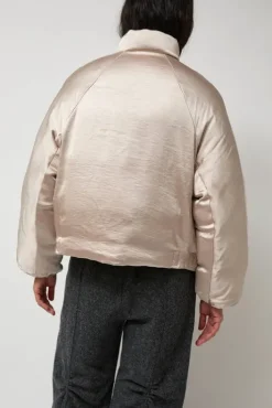 Hot Satin Reversible Outer in Beige Jackets & Outerwear|Clothing