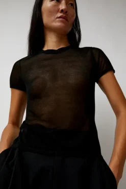 Best Sheer Baby Tee in Black Collections|Tops