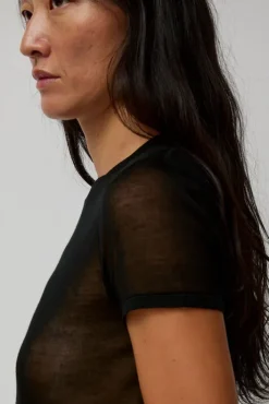 Best Sheer Baby Tee in Black Collections|Tops