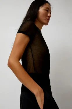 Best Sheer Baby Tee in Black Collections|Tops