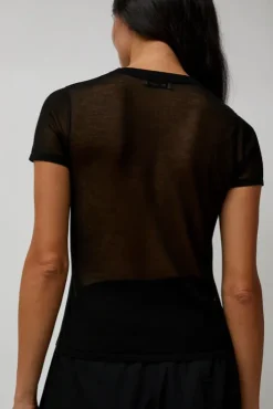 Best Sheer Baby Tee in Black Collections|Tops