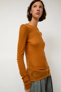 New Sheer Long Sleeve in Camel Tops|Clothing