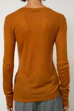 New Sheer Long Sleeve in Camel Tops|Clothing