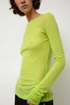 Online Sheer Long Sleeve in Wasabi Collections|Tops