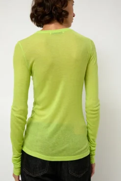 Online Sheer Long Sleeve in Wasabi Collections|Tops