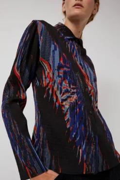 New Silhouette Plisse Shirt in Blue Shadow Wing Tops|Clothing
