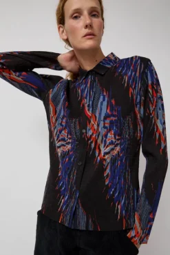 New Silhouette Plisse Shirt in Blue Shadow Wing Tops|Clothing