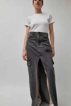 Outlet Skylar Denim Skirt in Marble Black Skirts|Denim