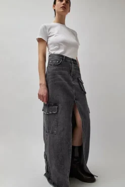 Outlet Skylar Denim Skirt in Marble Black Skirts|Denim