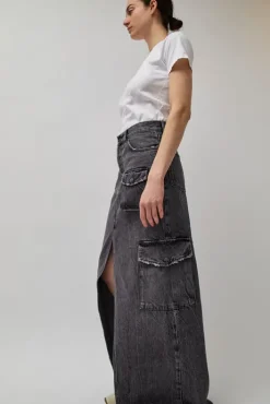 Outlet Skylar Denim Skirt in Marble Black Skirts|Denim