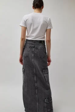 Outlet Skylar Denim Skirt in Marble Black Skirts|Denim