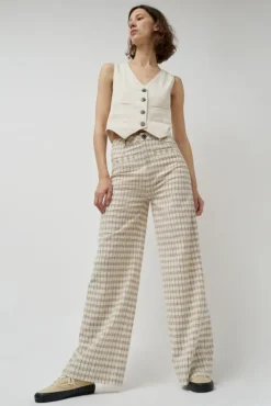 Discount Soft Hank Pant in Bone Plaid Denim|Shorts & Pants