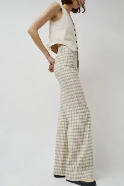 Discount Soft Hank Pant in Bone Plaid Denim|Shorts & Pants