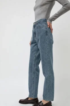 Discount Straight Fit Denim in Mid Blue Denim|Shorts & Pants