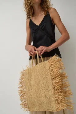 Best Straight Fringe Square Bag in Natural Bags|Accessories