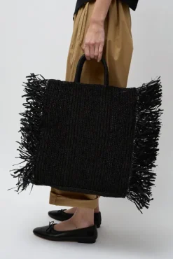 Sale Straight Fringe Square Bag in Black Bags|Accessories